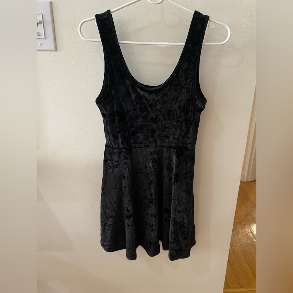 Topshop Black Velvet Skater Dress US 6